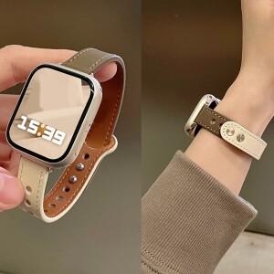 1pc 슬림 가죽 밴드 호환 apple 호환 Watch 42mm44mm45mm49mm  Ultra SE 시리즈 9/8/7/6/5/4/3/2/1용 얇은