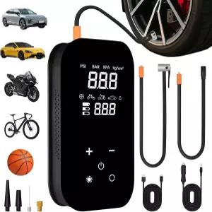 타이어 인플레이터 휴대용 공기 압축기 6배 빠른 150 PSI 12000mAh 배터리 조명이 있는 듀얼 디지털