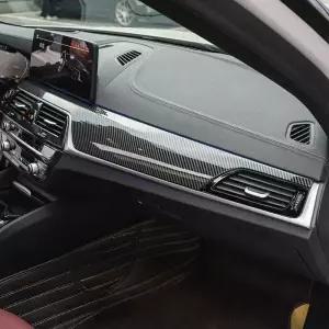 BMW 5 시리즈 G30 G38 2082023 카본 파이버 센터 콘솔 대시보드 패널 커버 트림 스티커 인테리어 튜닝
