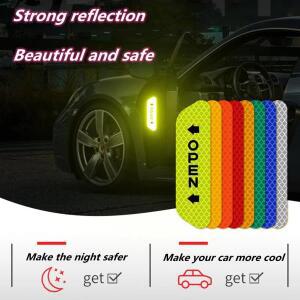 4pcs 자동차 도어 안전 반사 경고 스티커 Genesis G70 G80 G90 GV60 액세서리