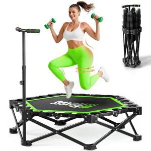 FitNexus 미니 트램펄린 42인치 접이식 피트니스 리바운더 T바 450파운드 용량 홈 헬스장 운동 패드