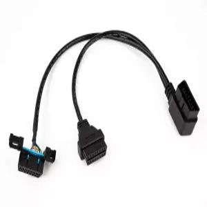 YPP GPS 추적기 스캔 도구용 16핀 OBD II 스플리터 확장 케이블 카 인대시 전원 및 데이터 각도 조정