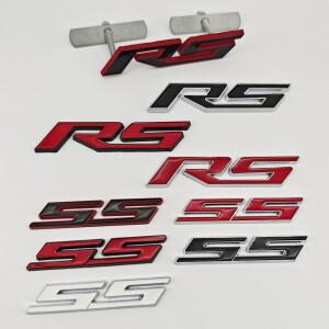 Chevrolet Onix Blazer lumina Camaro Cruze Travers Monza 자동차 액세서리 용 3D 금속 SS RS 로고 스티커
