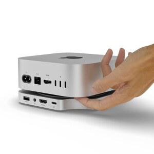 미니소푸루 미니 4 맥 M4 도크 4K 60 HD 8TB M 2 SSD 인클로저 및 용 허브 앤 스탠드(TF/SD 슬롯 3* USB A 0 오디오) 실버