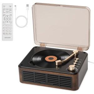 스피커가 있는 게레이 CD 플레이어 가정용 하이파이 스테레오 사운드 블루투스 레트로 우드 향수를 불러일으키는 음악 FM 라디오 리모컨 USB 및 AUX 지원