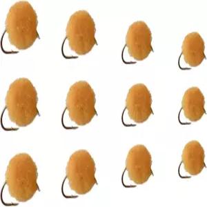 파리 낚시를 위한 송어 구슬 머리 연어 알 12pc 크기의 미끼 스트리머 및 스틸헤드 8 10 12 14