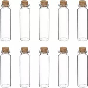 Uxcell 10Pcs 미니 유리병 코크 스토퍼 포함 20ml 작은 투명 병 유리 빈 DIY 공예 파티 결혼식 장식용