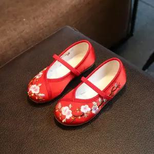 Hanfu 플랫 신발 민족 중국 스타일 수 놓은 천으로 패션 소프트 공주 고대 드레스