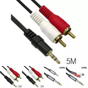 오디오 스테레오 3.5mm to RCA 2선 변환 케이블 5M/앰프/영상/음성/음향/음악/변환선/케이블선/스피커/TV