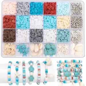 2000pcs 오션 브리즈 쥬얼리 만들기 키트 클레이 비즈 여름 테마 우정 팔찌 DIY 공예 용품에 대한
