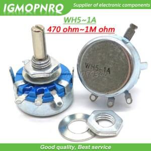 2pcs WH5-1A 1k 2k 47k 4k7 470r 220k 1m 옴 3 단자 원형 샤프트 로터리 테이퍼 탄소 전위차계 WH5