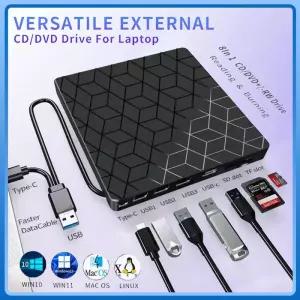 7 in 1 USB3.0 타입 C CD DVD 레코더 플레이어 외장 버너 광학 드라이브 휴대용 리더 노트북 데스크탑