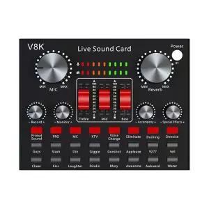 L19-V8K 오디오 USB 외부 사운드 카드 멀티 휴대용 마이크 모바일 폰 컴퓨터용 라이브 방송 사운드 카드