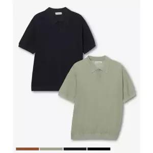 MINDBRIDGE [2PACK]워셔블 코튼 혼방 카라 반팔 니트 - 4color