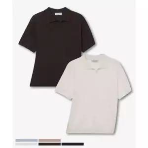 MINDBRIDGE [2PACK]워셔블 린넨 라이크 슬릿넥 카라 반팔 니트 - 5color
