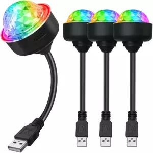 유연한 USB 익스텐더가 장착된 루디텍 미니 디스코 볼 라이트 노래방 차량용 사운드 활성화 스트로브 파티