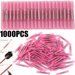 빨간색 열 수축 커넥터 5001000PCS 절연 방수 압착 단자 씰 버트 전선 22-18 AWG