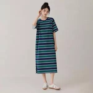 데일리 롱치마 가로 줄무늬 산뜻한 컬러 꾸안꾸 코디 원피스