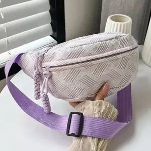 남성 여성 파스텔 빗살무늬 가벼운 외출 슬링백 힙색 허리가방 미니힙색 가죽힙색