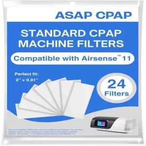ResMed AirSense 11 시리즈 장치와 호환되는 ASAP 표준 교체 일회용 필터 24대 - 내구성 간편한 설치