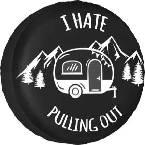 cozipink I Hate Out 캠핑카 스페어 타이어 커버 휠 프로텍터 유니버설 트레일러 캠핑용 내후성 RV 여행용