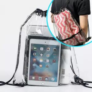 방수 투명한 스트링 백팩 물놀이 가방 수영장 가벼운 비치 포켓 레저 PVC 소지품 보관하는 포켓 야구장
