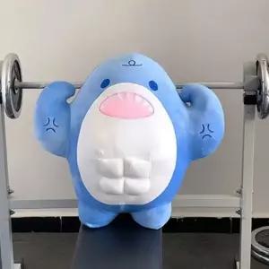 근육 상어 헬창 헬스 인형 쿠션 (대형 몸짱 헬스장 )