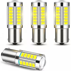 Fiknonk 4 PCS 1156 LED 전구 광학 렌즈가 장착된 초밝은 360도 후진등 턴 시그널 라이트 12V 7506 BA15S
