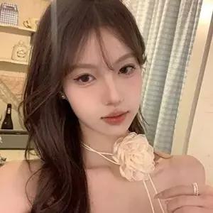 플라워 초커 목걸이 오간자 플라워 목걸이 가벼운 카멜리아 로맨틱 레이스-WFO0QH6