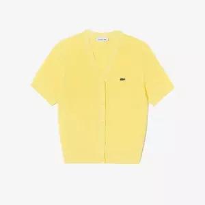 라코스테 26SS 여성 브이넥 반팔 가디건 AF360E-56G 107라이트옐로우 1084422