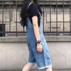 [하프클럽/]멜빵 데님 점프수트 멜빵바지 레이어드 캐주얼 롤업 팬츠 연청