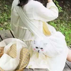 반려동물 외출용 산책 가방 패션 크로스백 만두백 고양이 크로스백 소형견 강아지 도트백 가방 배낭 반려견