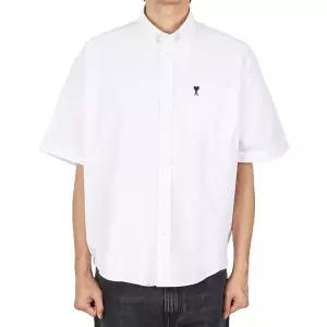 아미 26SS 남성 하트로고 옥스포드 반팔셔츠 내추럴화이트 HSH823 CO0031 168