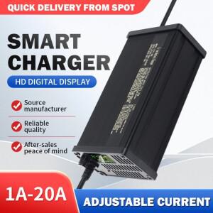 48V 1-8A 1-10A 리튬 배터리 충전기 13S 14S 15S 16S 54.6V 58.8V 54.75V 고출력 LCD 디스플레이 금속 쉘