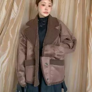 [하프클럽/옷자락]여자 나그랑 양털 빅카라 무스탕 박시 자켓