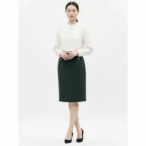 [하프클럽/샵앤]국산 여성 H라인 뒤트임 데일리 오피스룩 정장 스커트 NS-WSK-20848-딥그린
