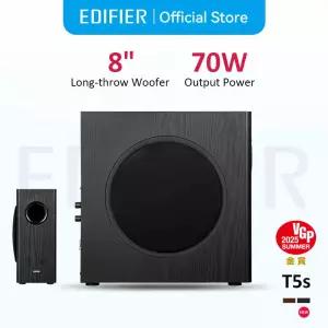 에디파이어 T5s 파워드 서브우퍼 8인치 전면방향 장거리 깊고 강력한 베이스 스피커 RCA 입력 70W RMS