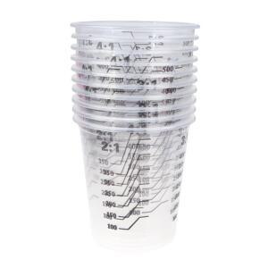500ml 투명 플라스틱 혼합 컵 10개 - 일회용 계량 표시 페인트 용기 쉽게 붓는 디자인