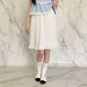 [옷자락] 여성 봄여름 내추럴 린넨 프릴 미디 스커트