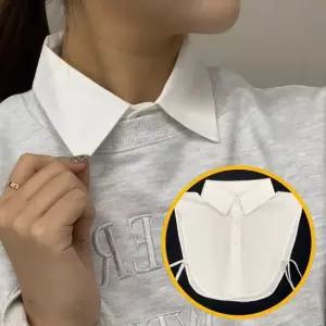 쉬폰 페이크셔츠 클래식 목카라 화이트 페이크카라 쉬폰 페이크셔츠 목카라 페이크카라