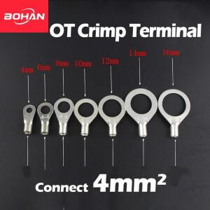 10pcs 4mm² 압착 단자 링 러그 OT4-4 5/6/8/10/12/14/16/20/22/24 O  주석 도금 황동 와이어 커넥터