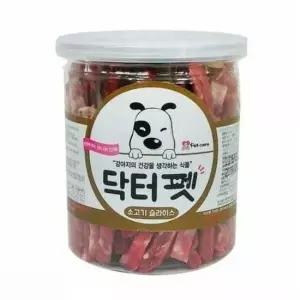 강아지껌 닥터펫 소고기 슬라이스 200g 6통 1박스 애견간식