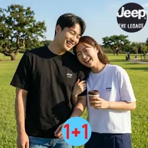 국내정품 지프반팔티 jeep 남자 흰티 흰색 세미 오버핏 라운드 남녀공용 쿨 면티