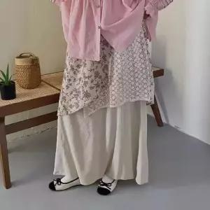 마킷3 치마 쉬폰치마 레이스 이성 예쁜 밴딩 봄철 허리 JEN1