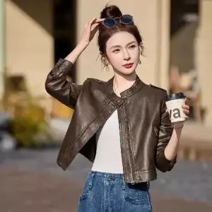 마킷3 봄 빈티지 여사친 가죽 고급스런 자켓 코트 PU 쇼트 쿨링 JEN1