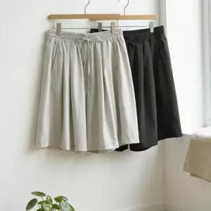 옷자락 여자 베이직 캐주얼 데일리 밴딩 스트링 숏 팬츠