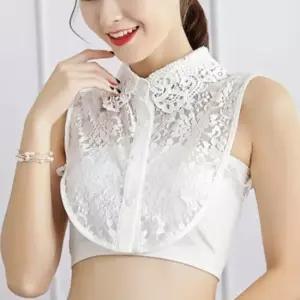여성 데일리 펀칭홀 레이스 페이크 카라 페이크셔츠 넥케이프 목폴라 목카라 이너카라