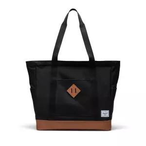 202102 Herschel Supply Co. 100000, 블랙/새들 브라운, 헤리티지 토트백