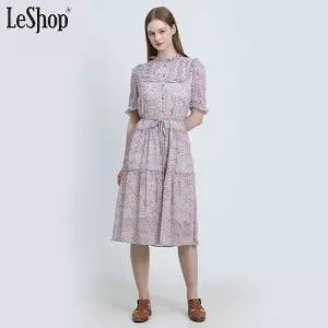 [르샵(LeShop)] 셔링 플라워 쉬폰 원피스 (택가격: 229000원)