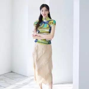 플라라 (88까지)사선프린지플리츠스커트